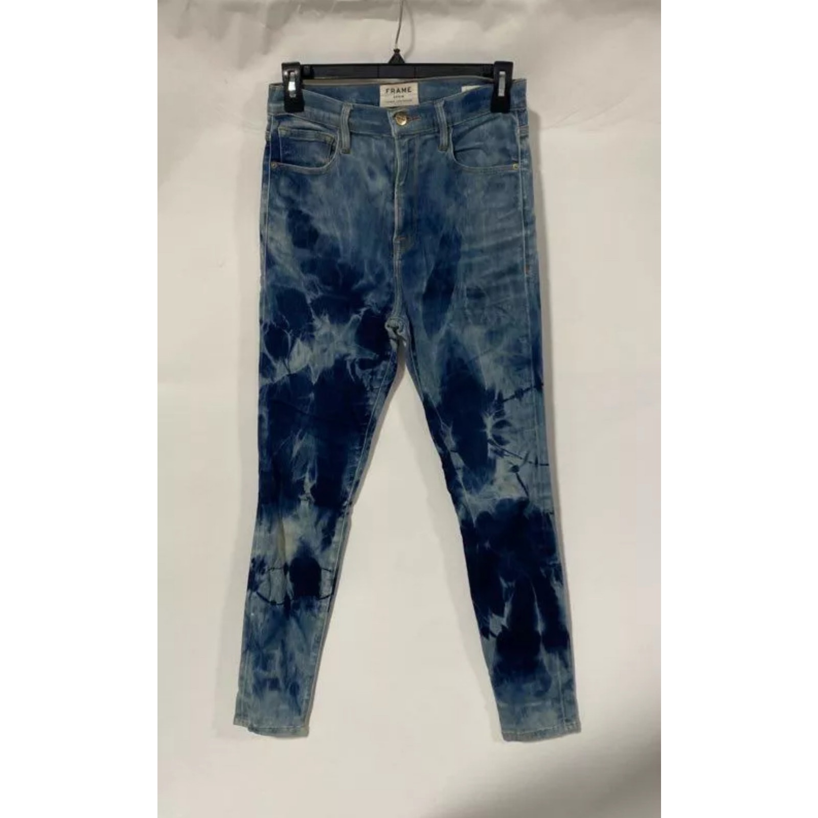 Frame Blue Tie-Dye High Rise Medium Wash Denim Skinny Leg Jeans Sz. 26